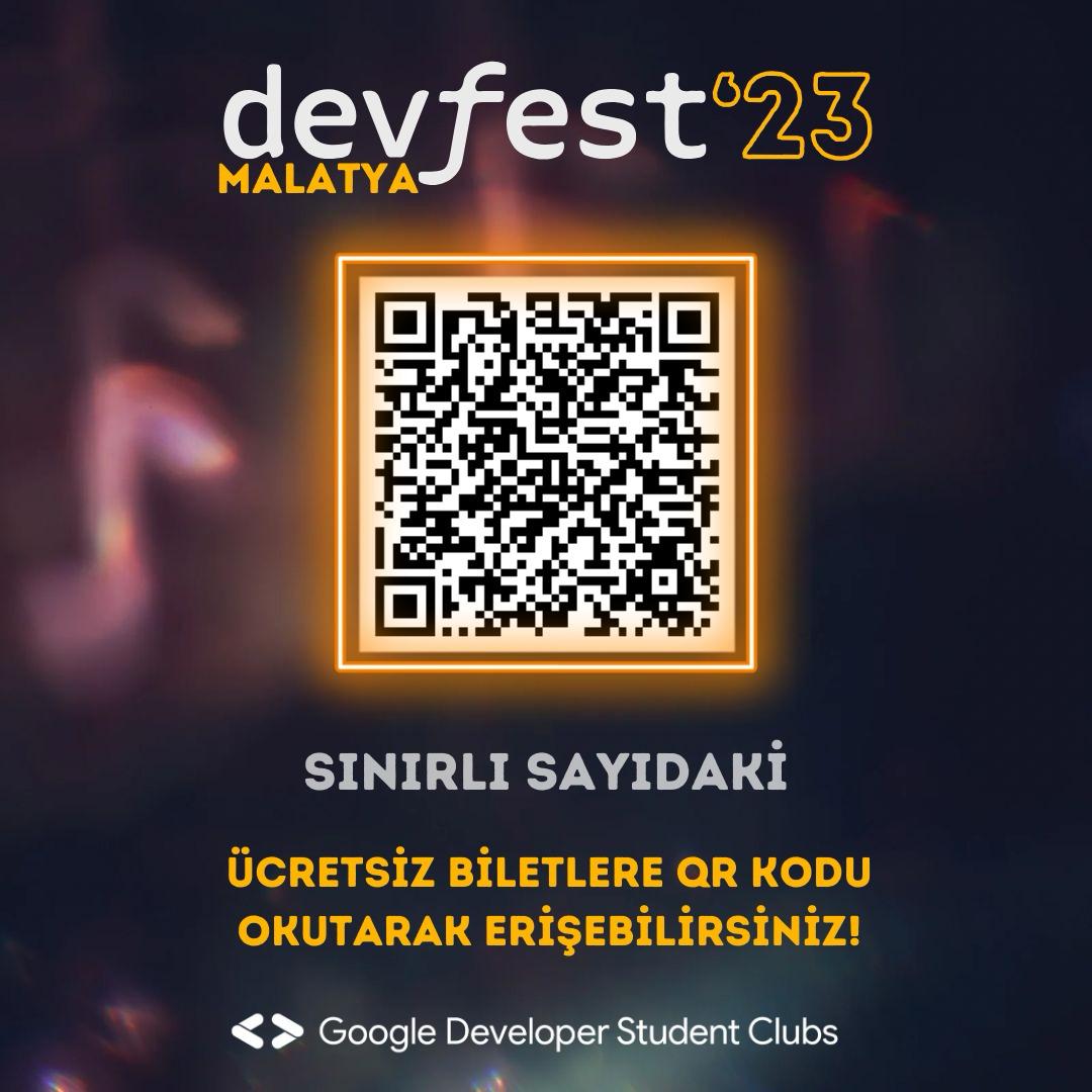 Herkese selamlarrr ! 😻Hepimizin heyecanla beklediği DevFest’23 Malatya’ya bir gün daha yaklaşıyoruzz. 🥳QR kodunu okutarak veya profildeki bağlantıya tıklayarak Malatya Turgut Özal Kongre Merkezin’de gerçekleşecek bu macera için ücretsiz bir şekilde yerinizi ayırtabilirsiniz !!