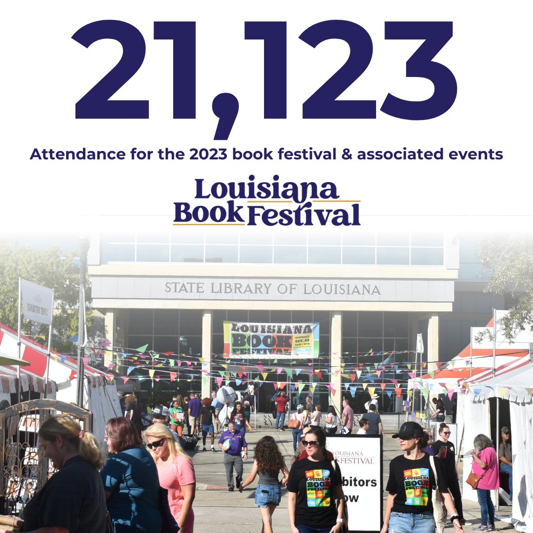 We'd like to extend a huge thanks to everyone -- all 21,000 of you -- who joined us for the 2023 Louisiana Book Festival and its associated events! Keep an eye out for next year's date. It'll be our 20th festival and we want to see you again!