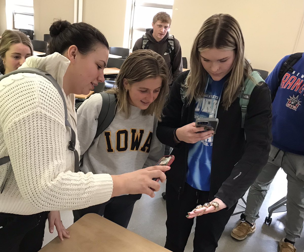 Show &amp; Tell in the <a href="/UISportRecMgmt/">University of Iowa Sport and Recreation Management</a> program. An end-of-semester tradition that never gets old. Thank you, students, for a terrific semester…good luck on exams! 
#yankees #worldseries #bling