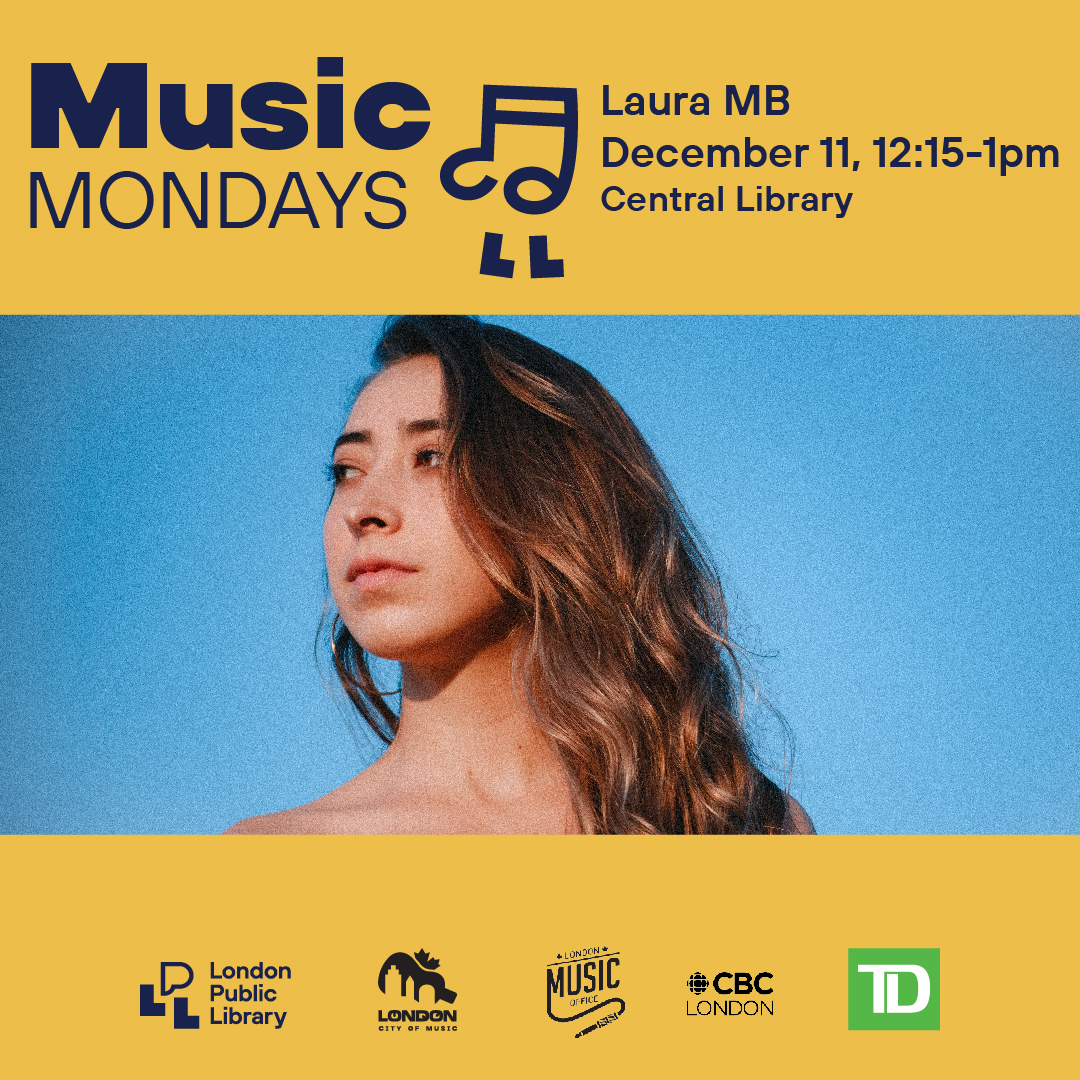 MONDAY! Laura MB joins us for a special holiday edition of Music Mondays.🎄 Enjoy a free concert on December 11, from 12:15-1pm, on the main floor of Central Library.
