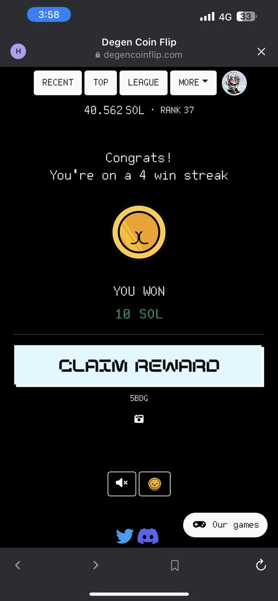 My goal is to drain <a href="/degencoinflip/">Degen Coin Flip</a> wallet

0.25sol to 4 winners 👍🏻

Goodluck everyone!