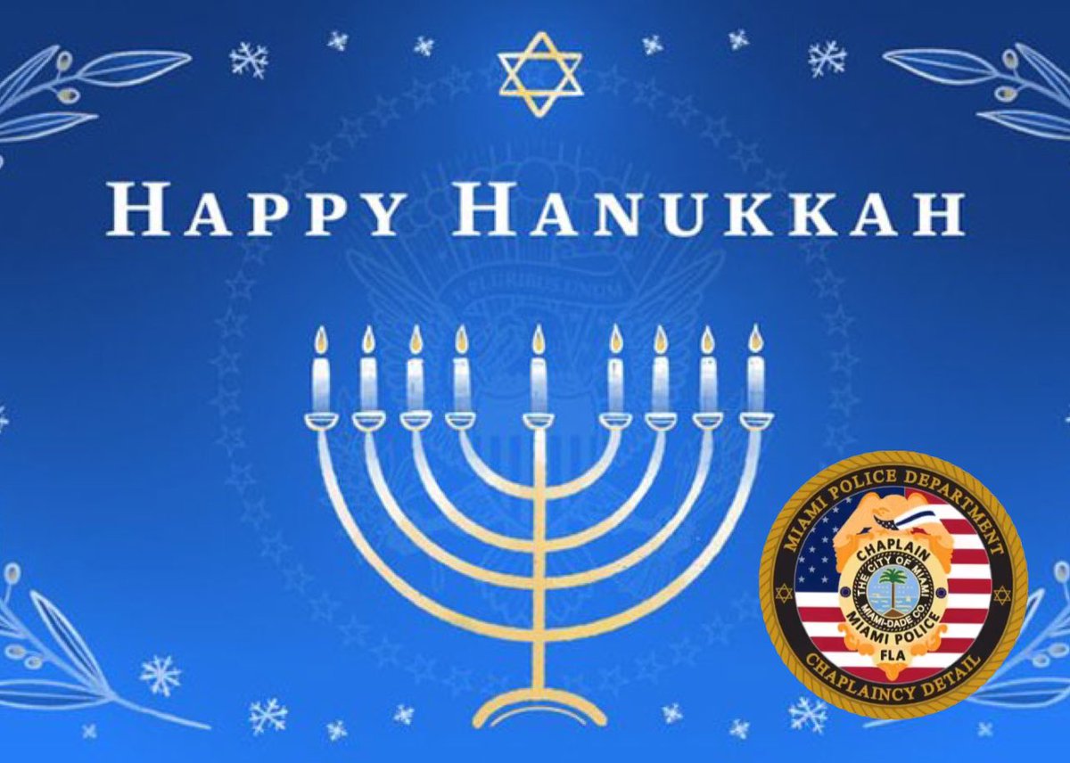 Happy Hanukkah!
Wishing everyone peace and prosperity as the Festival of Light begins. #MiamiPDChaplaincy #StayPrayedUp <a href="/MiamiPD/">Miami PD</a>