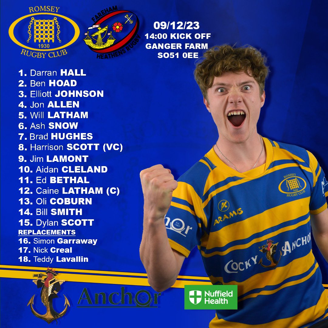 🏉🎄 Calling all rugby fans and party animals! 🎉🎅

Get ready for an epic showdown as Romsey Rugby Club takes on Fareham Heathens this Saturday, 8th December at Ganger Farm! 🏆⚡️

Kick off is at 2pm, so make sure you don't miss a minute of the action-packed game! 🙌🏼🔥