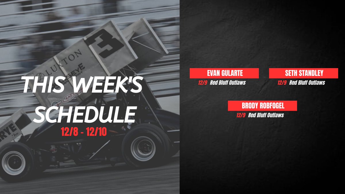 FastTimeMedia's tweet photo. Here is this Weekend’s #FastTimeMedia schedule with 3️⃣ drivers in action with the Red Bluff Outlaws! https://t.co/obLbv46NJ2
