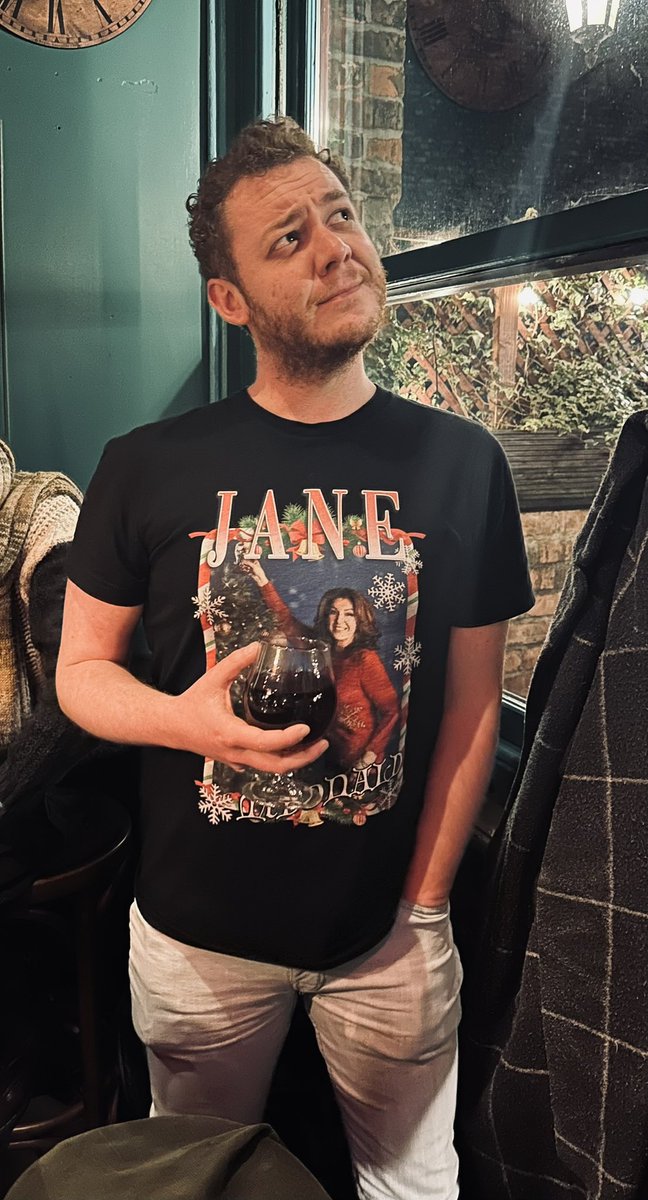 A distinguished gentleman… clutching a mulled cider in a Jane McDonald tshirt. 

Branding is important.