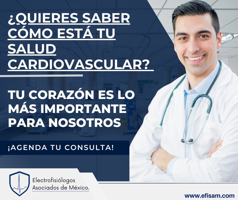 efisam_MX's tweet photo. ¡Cuida de tu corazón, cuida de ti! Saber cómo está tu salud cardiovascular es esencial.
Te invitamos a agendar una cita con nosotros para una evaluación completa. 📆 Juntos podemos asegurarnos de que tu corazón esté en su mejor forma.
#efisam #electrofisiologos #cardiologos https://t.co/wyajiSfXzq