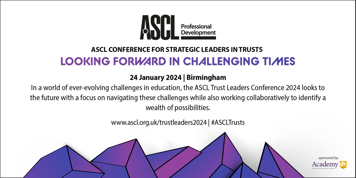 I am really looking forward, and for that matter honoured, to be one of the keynote speakers at the <a href="/ascl_uk/">ASCL</a> conference in January. I'll be talking about artificial intelligence in the context of Trust and school strategy #ASCLTrusts
