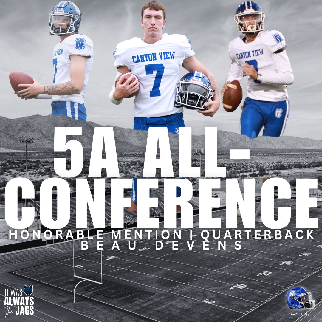 Canyon View Jaguar Football (@cvjagsfootball) on Twitter photo Congratulations to <a href="/BeauDevens1/">Beau Devens</a> Beau finished the year with 3,190 yards and 34 TDs. While completing 61% of his passes he led 5A in passing yards, total yards and TD passes. Congratulations to <a href="/BeauDevens1/">Beau Devens</a> Beau finished the year with 3,190 yards and 34 TDs. While completing 61% of his passes he led 5A in passing yards, total yards and TD passes.
