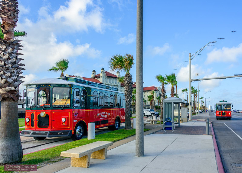 The City of Galveston is performing rail track maintenance and has pulled the steel wheel trolleys out of service. The rubber wheel trolleys will operate along the rail trolley routes until the rail work is completed. Look for the trolleys below operating along these routes.