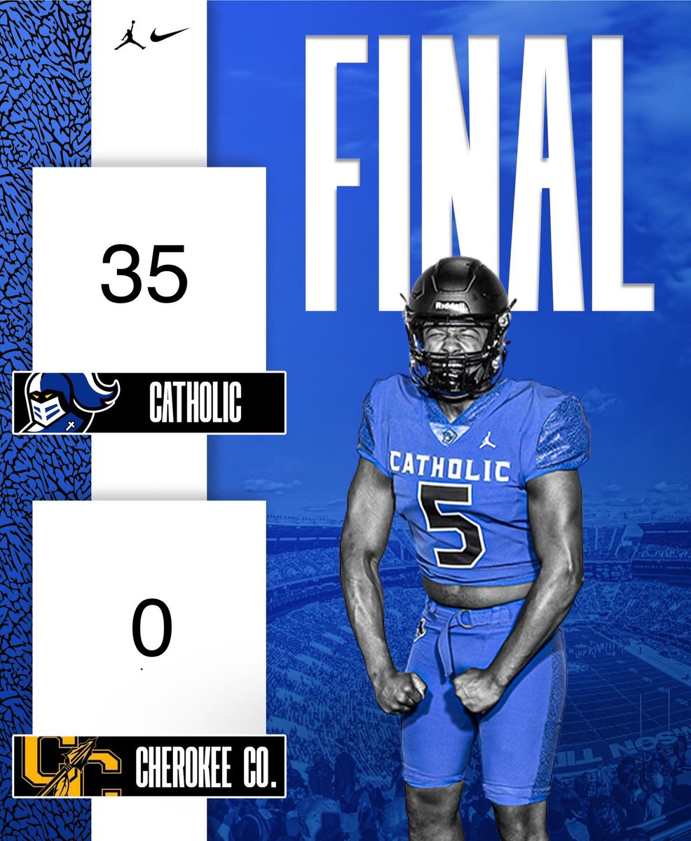The Knight are your 4a State Champions!! Catholic 35 Cherokee County 0 #BuiltByCatholic #BeTheStandard