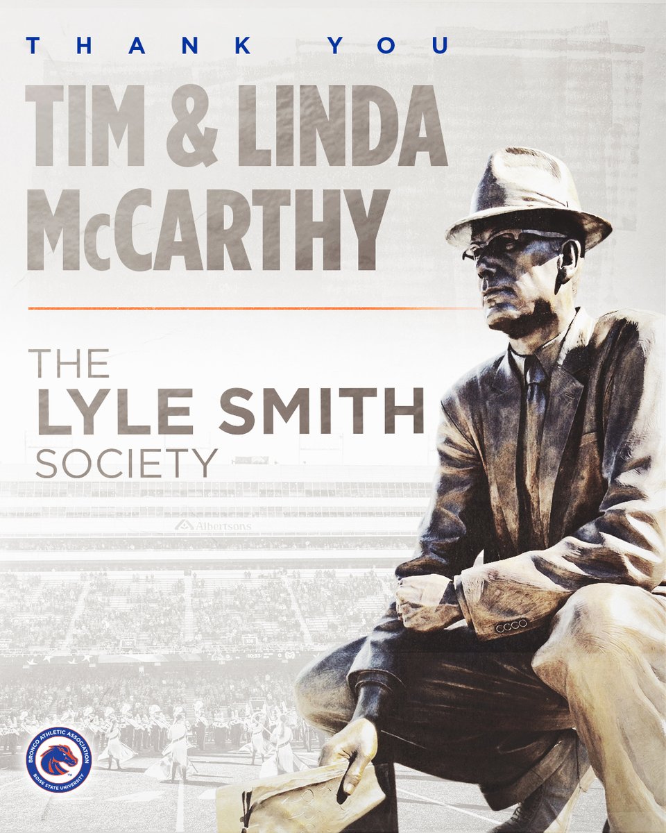 BoiseStateBAA's tweet photo. Please join us in welcoming Tim and Linda McCarthy as the newest members of the Lyle Smith Society!🎊

We are grateful for their incredible contribution to @BroncoSportsBVB, @BroncosportsVB and @BroncoSportsSOC student-athletes! 🔹🔸

#UNBRIDLED | #BleedBlue | #WhatsNext https://t.co/tNZTYaK9eh