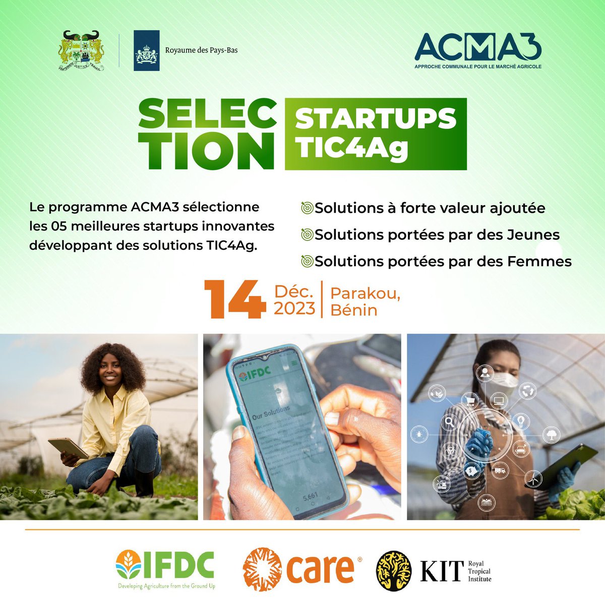 AloakinnouB's tweet photo. 🌍 Le hackathon d'innovation pour l'Agriculture a été le terrain de jeu de talents exceptionnels!
Les premières sélections sont terminées, et le suspense grandit en vue de l'annonce des finalistes le 14 décembre. Soyez prêts!🚀
@CARE_BeninTogo @IFDCBenin
#ACMA3 #startupstic4ag https://t.co/zmFMo9icyJ
