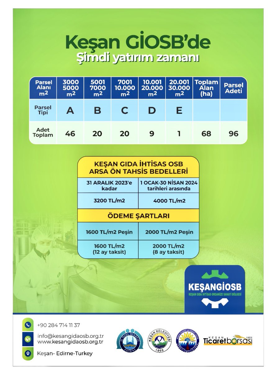 Keşan Gıda İhtisas Organize Sanayi Bölgesi (@kesangidaosb) on Twitter photo 