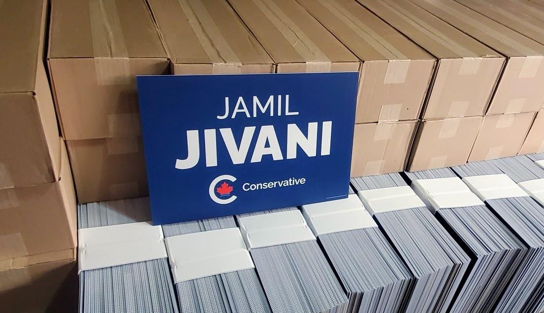 jamiljivani's tweet photo. Seeing my name on a lawn sign for the first time 😲

We are ready in Durham to send Trudeau a message. It's time for change.

Request a sign today and we will drop one off at your house when the writ drops:
https://t.co/JVnHyHV9y6 https://t.co/V1dvIia4DS
