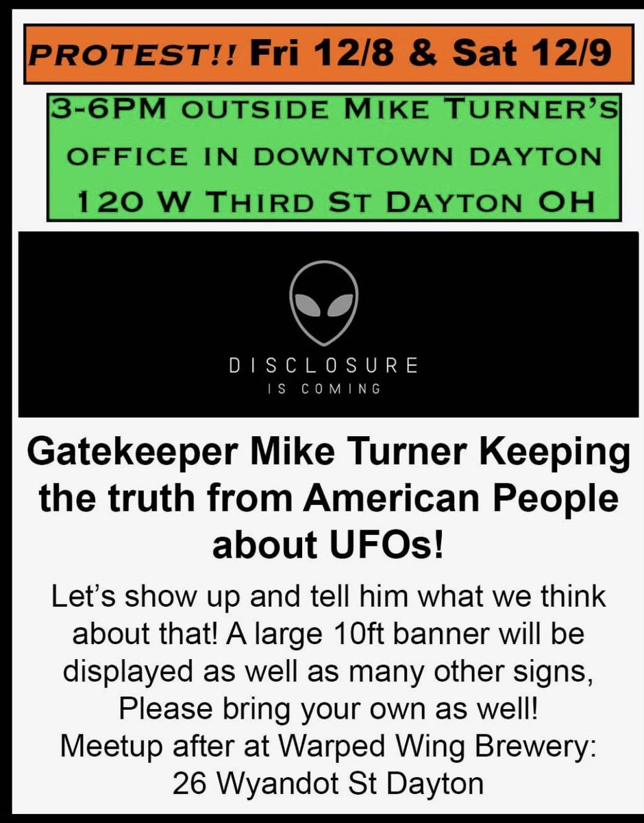 Dragonflynda's tweet photo. I'm not going to Ohio for this, but if you go, please be peaceful and respectful. #UFOprotest #UAPprotest #OHIOprotest https://t.co/Xpoatzi0OR