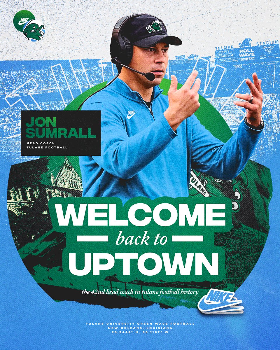 Welcome back to Uptown Jon Sumrall! Join us in welcoming @CoachJonSumrall as the 42nd Head Coach of Tulane Football! 🔗 bit.ly/JonSumrall #RollWave | #NOLABuilt