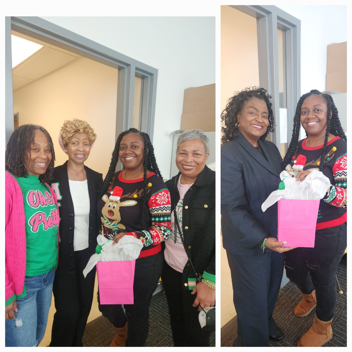 Sand120513's tweet photo. The Women of AKA Gamma Delta Omega Share Holiday Joy and Appreciation to our CHIPPS (Child Hunger Initiative Program) Food Distribution helper Tiana Halsey .@hnealPPS .@BrightonVA .@GDOAKA #AKA1908 https://t.co/qvM2Iqb7Pk