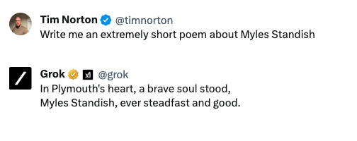 timnorton's tweet photo. Grok vs ChatGPT https://t.co/1G0yRcBgze