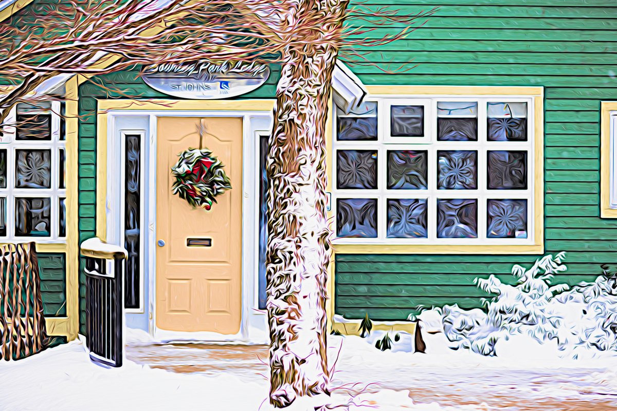 You are welcome to visit the decorated Greenhouse in Bowring Park on Sun., Dec. 10 from 4:30 to 7 pm. A Bowring Park Foundation director will greet you.     
The Greenhouse is behind The Bowring Park Lodge (pictured below) located at 305 Waterford Bridge Road.