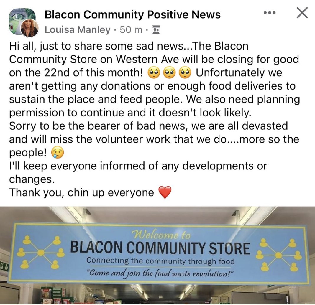 Sad news that the Blacon Community store is to close. Can anything be done ???
