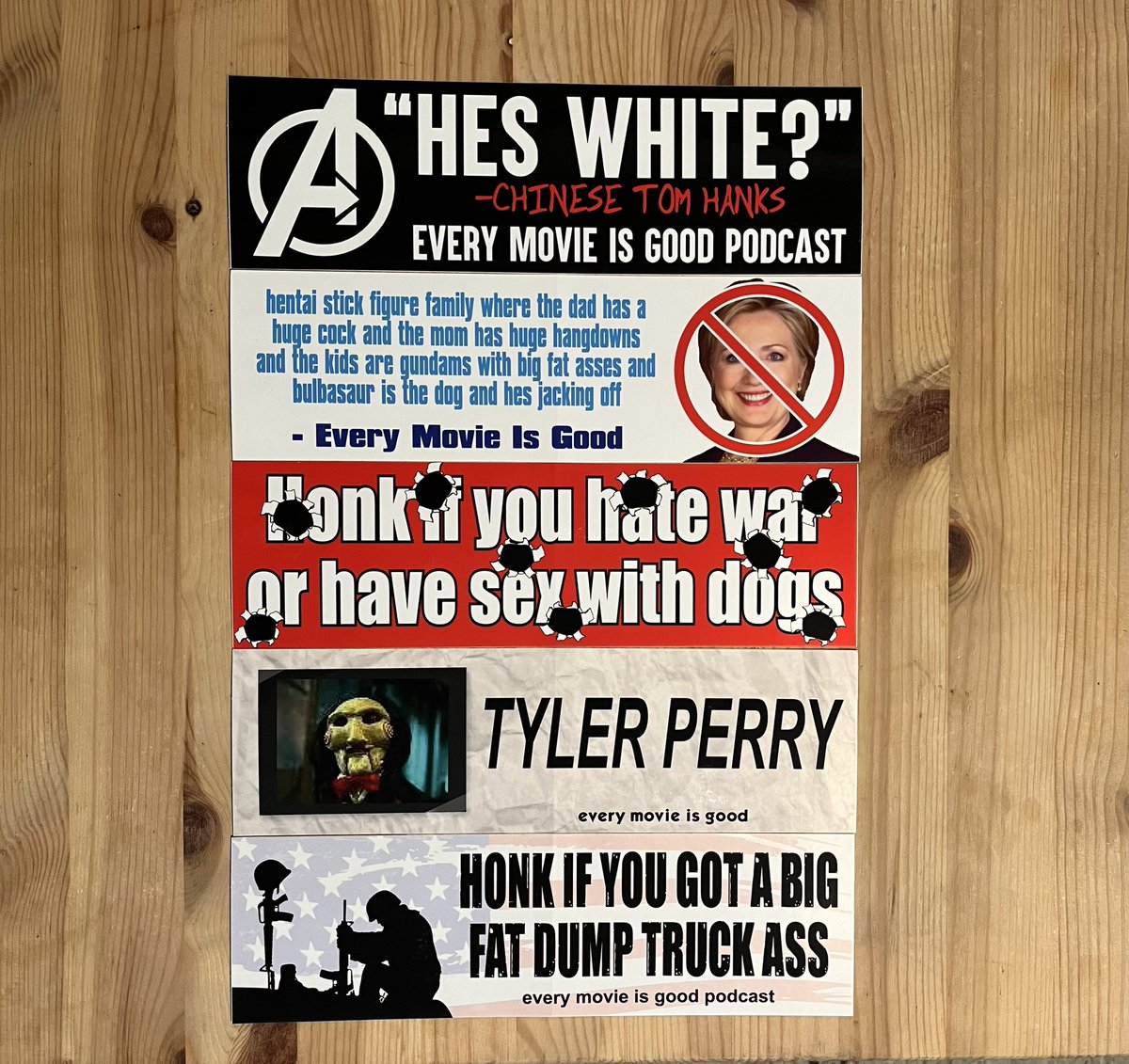 everymoviegood's tweet photo. Normal bumper stickers available now 
Buy these for your your mom and dad for Christmas 
https://t.co/T9upfbxyVm https://t.co/bkYcwQKUou