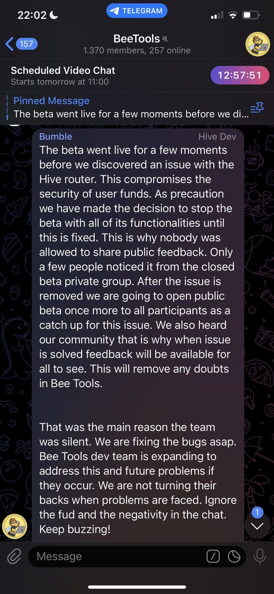 Overvechter's tweet photo. What happend today with $Buzz ??

- There was a lot of FUD after the beta was released to the first 15 testers, few claimed there was no invitation send out to the testers. 

- By now some testers shared screenshots in telegram, but this was deleted right after. 

DEV Statement https://t.co/A4DVrmw8sl
