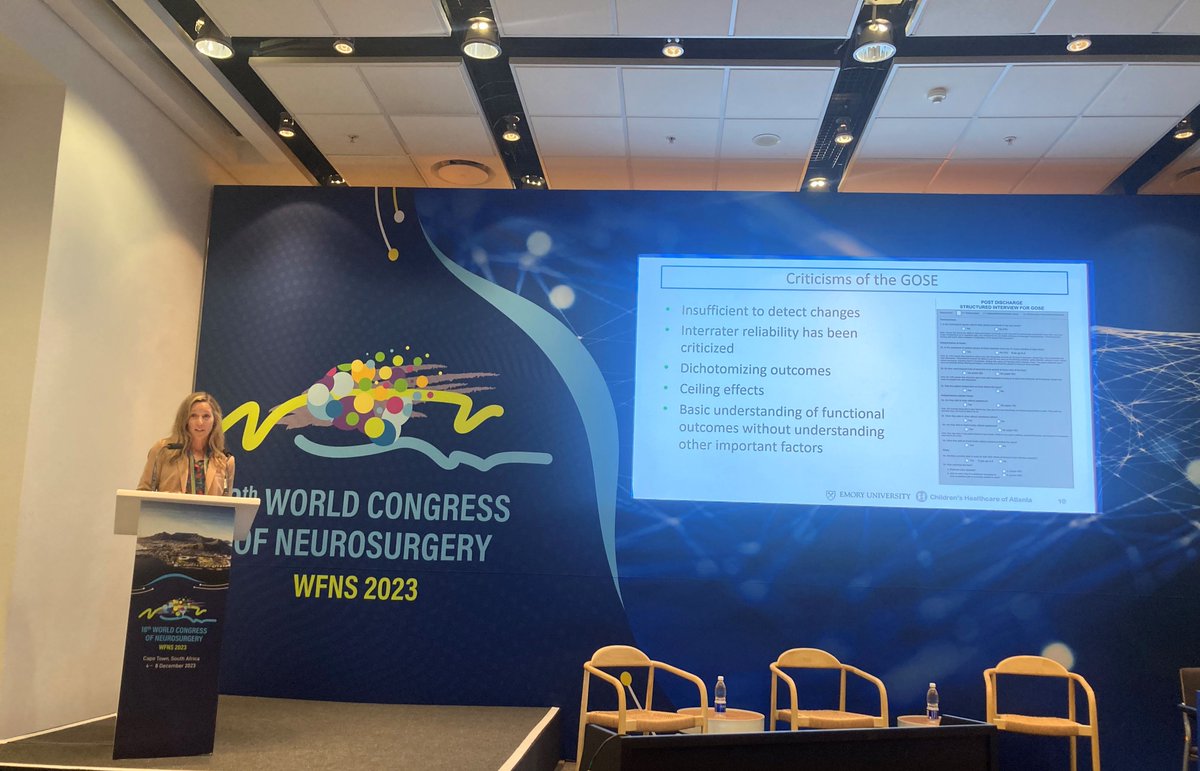 Our PI, Dr. @LBlackwellPhD, gave a fantastic presentation on Utilizing Outcome Measures in Pediatric TBI at the 18th World Congress of Neurosurgery in #SouthAfrica 🇿🇦🌍! She discussed PNL research in saliva biomarkers🔬 What do you think is the future of TBI biomarkers?🧠⚕️💬