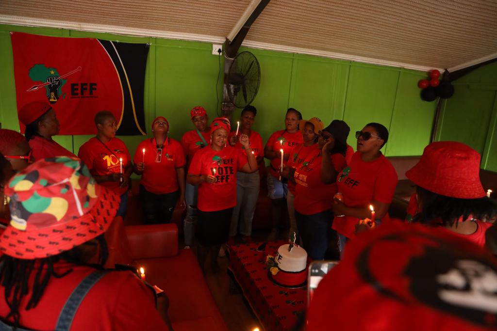 EFF national coordinator for Gender-based violence and Femicide (GBV-F) Fighter Bridget Thusi with Ekurhuleni Women's Mobilization in Central Sub Region Getmiston Ramaphosa today reminded us that GBV-F is perpetrated against women and girls to exert power and control. #StopGBV