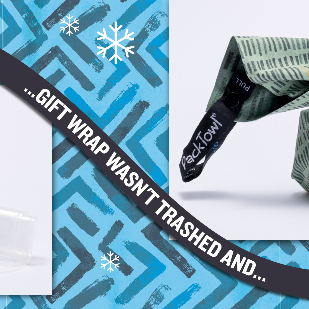 platyhydration's tweet image. Say goodbye to single-use wrapping paper and hello to the Japanese art of Furoshiki!  We&apos;re wrapping our gifts with @packtowl_official UltraLite Towels – not only are they stunning, but they also double as handy accessories!  Learn how on our blog! ow.ly/U08L50QgWOi