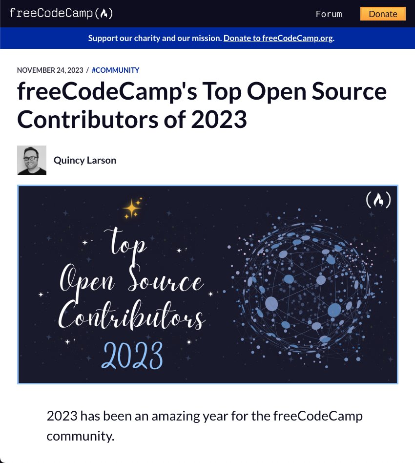 BrianHHough's tweet photo. Honored to be in @freeCodeCamp's list of Top Open Source Contributors for 2023! 👨💻🥳
Thank you for all that you do for #opensource @ossia, @ania_kubow & fCC team!
Great to see amazing engineers like @andrewbrown, @rishabincloud & @jamesqquick here too!
#TechStackPlaybook
🧵... https://t.co/FIihoDVzDz