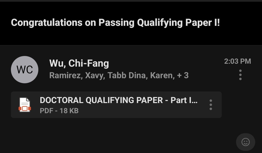 This semester was a giant dumpster fire, but everything has fallen into place in the last 3 weeks. 
Found out I passed my Qual 1 today!

Thank you <a href="/ProfessorTD/">Karen Tabb Dina, PhD</a>, Prof. Mai Hoang and <a href="/ProfLiraN/">Natalie Lira</a> for all the support!

 ✅️ Qualifying Paper 1

#SocialWork #PhDLife #UIUC