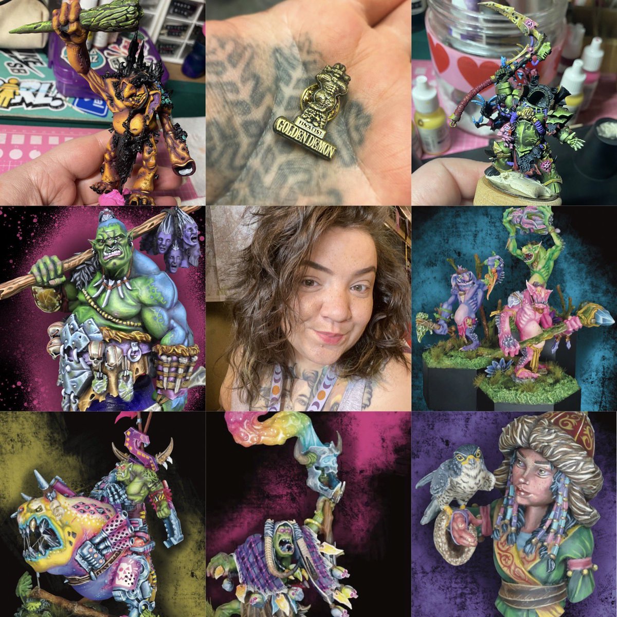 💖It’s been a fun year! My first Warhammer Fest, first Golden Demon and first pin! I also finished some cute busts this year and have included two wips I’m working on for Golden Demon next year. Here’s to 2024, watch out for me!💖 #artvsartist #warhammercommunity