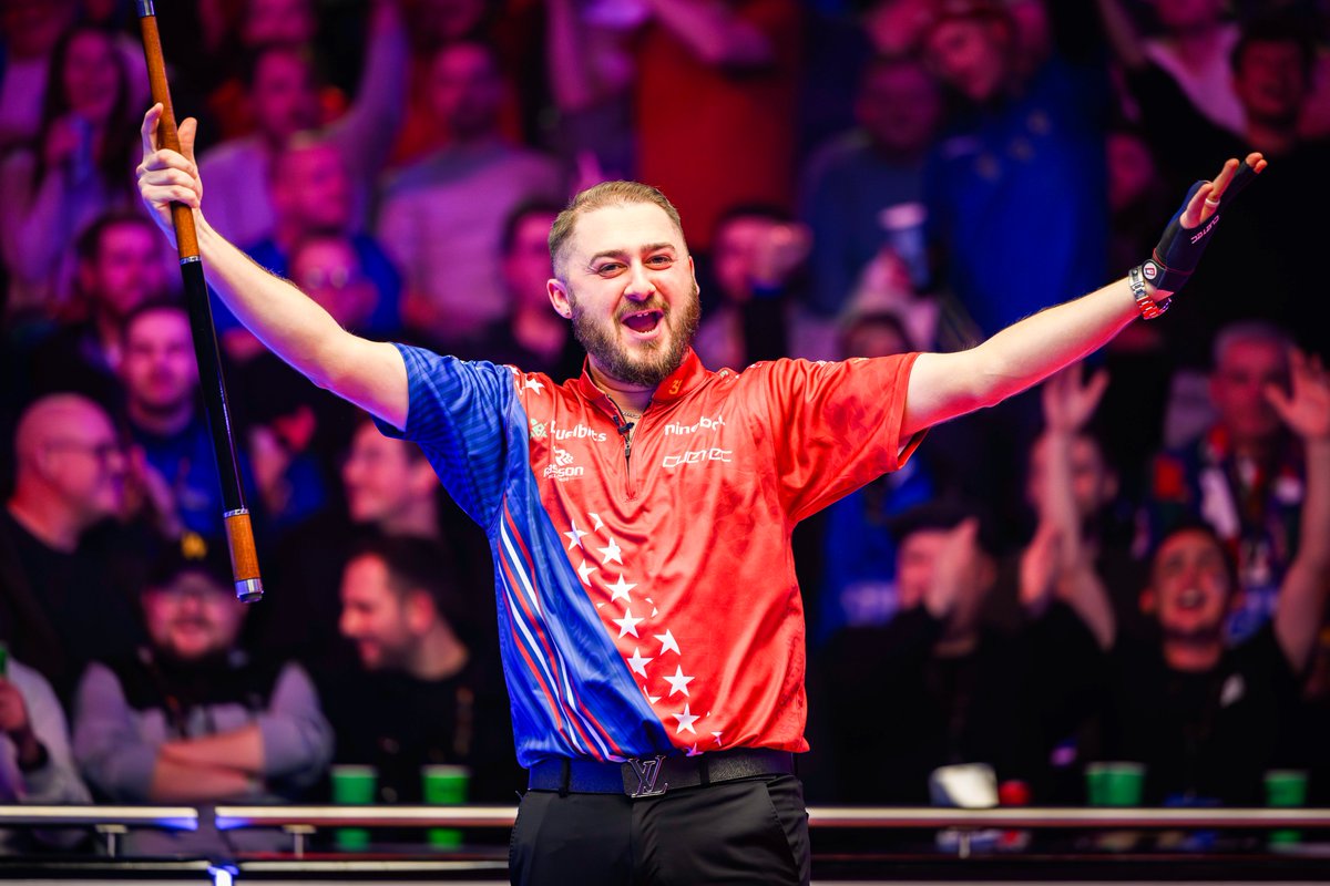 MatchroomPool's tweet photo. Two rack lead restored!

Skyler and Fedor are two away from another point for Team USA 👊

@Duelbits #MosconiCup 🇪🇺🇺🇸 https://t.co/bPQq6oAtqw