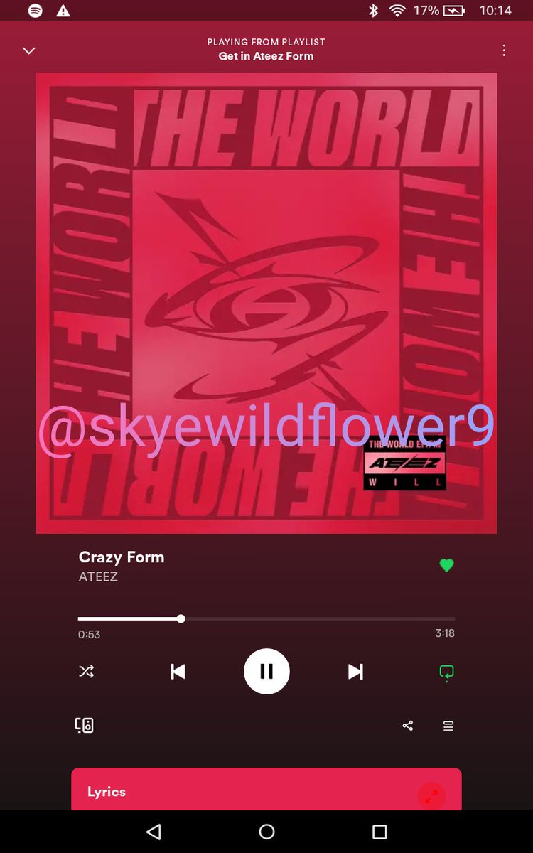 skyewildflower9's tweet photo. on Spotify, still with YOU
and ONLY for YOU My Ateez 🎵🤗🎵♥️🎵🥰
#ATEEZonUKCharts
#CRAZYFORM2ndWin #ATEEZ20thWin
#미친폼 #Crazy_Form @ATEEZofficial https://t.co/BdSzi7GHnk