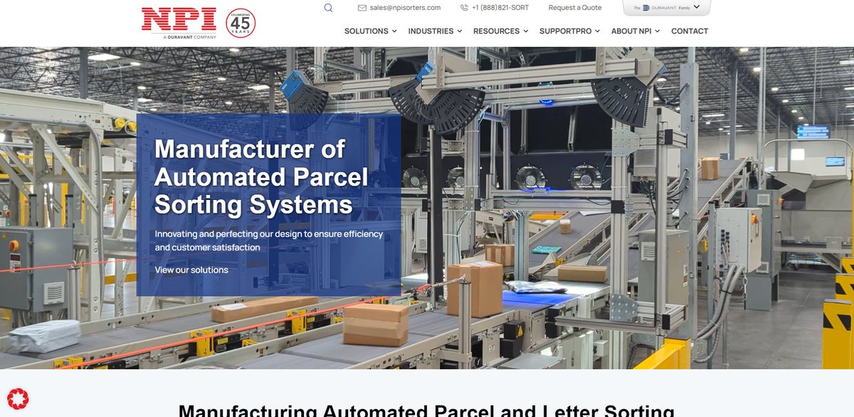 NPIAutomation's tweet image. 👀 NPI a Duravant Company launched its new website design! Click ➡ npisorters.com for streaming videos of NPI solutions, request support or services, and order parts online quickly from your computer, phone, or tablet.
#newwebsite #websiterefresh #automatedsorting