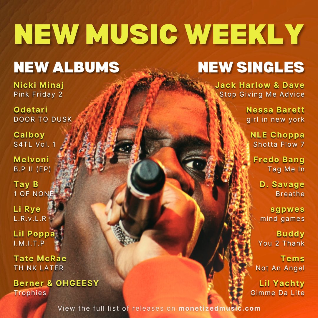 New week, new music! 👀👀

Find the full list of new releases on our website, monetizedmusic.com! 📲

#NewMusic #NewMusicDaily
#NewMusic2023 #NewMusicAlert #NewMusicFriday #NewMusicRelease