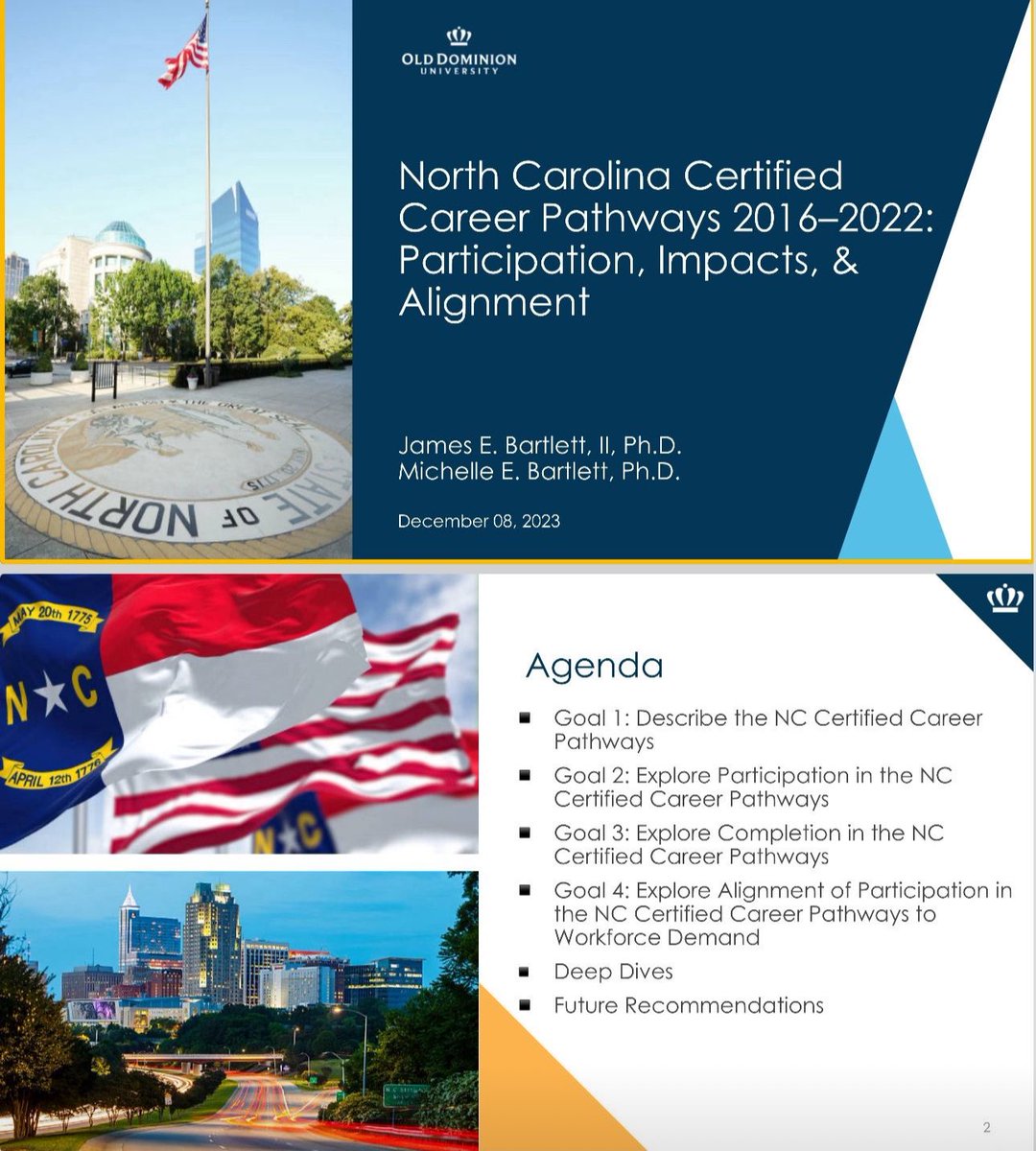 Enjoyed presenting our research on "NC Certified #CareerPathways" (seeing positive regional alignment and the approaches needed to have data to continue to improve outcomes) Thanks to the NC Works Commission <a href="/ncworks/">NCWorks</a> Local NC #Workforce Development Boards  @ncawfb