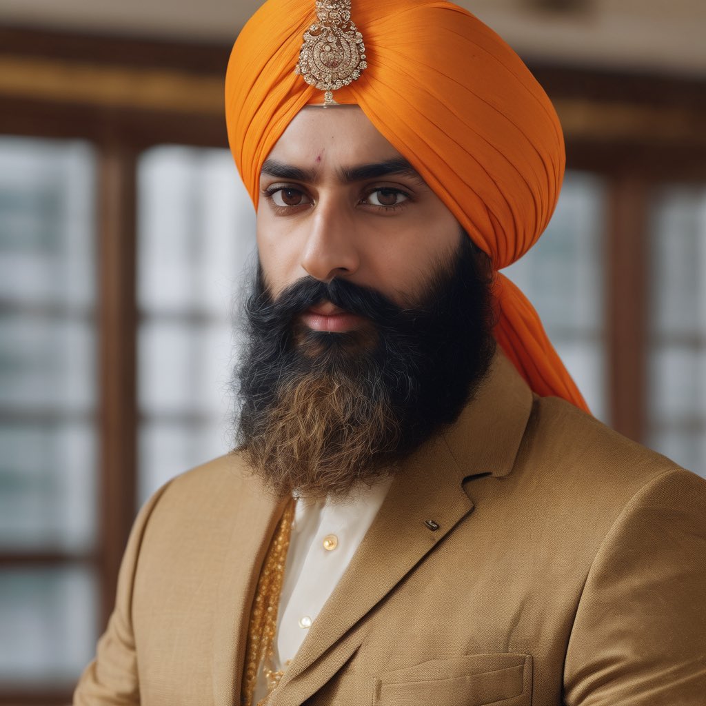 DeshpalPanesar's tweet photo. Hey AI. Do 1. A Sikh lawyer 2. A Sikh barrister 3. A Sikh Barrister Action Hero 4. A Sikh Barrister Action Hero Chef. #ItsBeenALongWeek https://t.co/X3IGaD0neK
