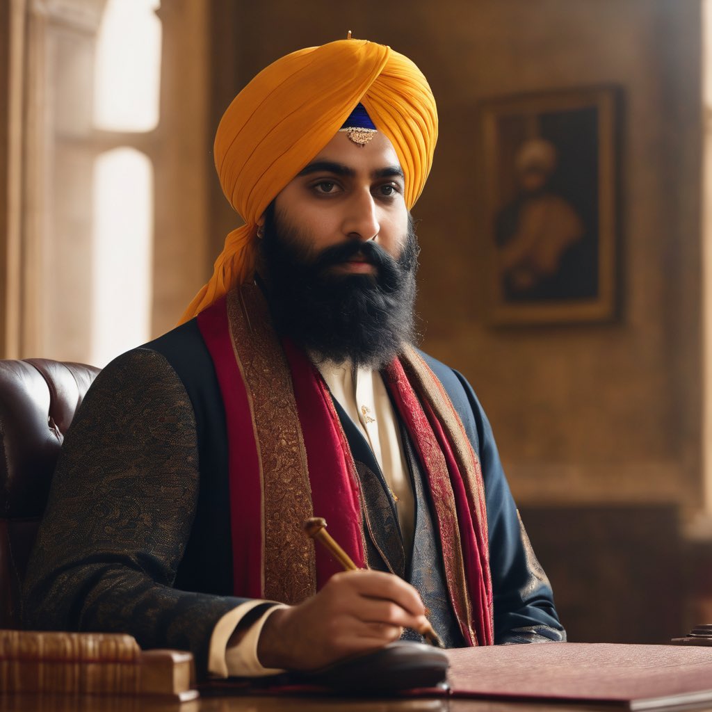 DeshpalPanesar's tweet photo. Hey AI. Do 1. A Sikh lawyer 2. A Sikh barrister 3. A Sikh Barrister Action Hero 4. A Sikh Barrister Action Hero Chef. #ItsBeenALongWeek https://t.co/X3IGaD0neK