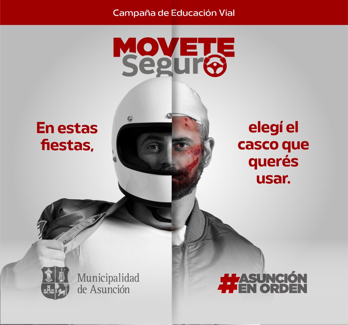 AsuncionMuni's tweet photo. Cascos, hay muchos. Vos elegís el que vas a usar en estas fiestas.
#MoveteSeguro https://t.co/vydVnHZcQ1