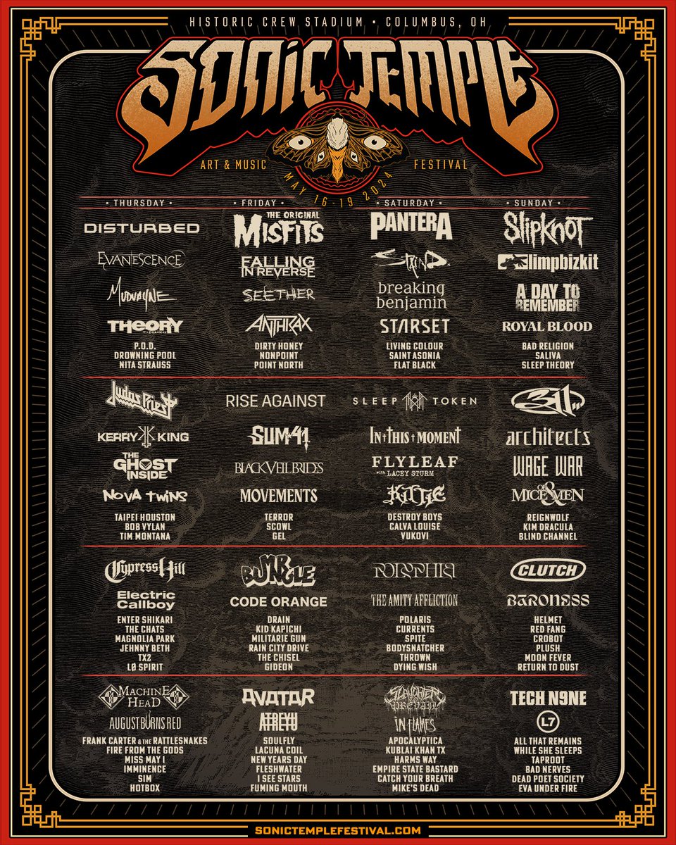 The ORIGINAL MISFITS will Headline Sonic Temple Festival, Friday May 17th, 2024 at Historic Crew Stadium in Columbus, Ohio! Tickets on Sale Now at: bit.ly/sonic2024