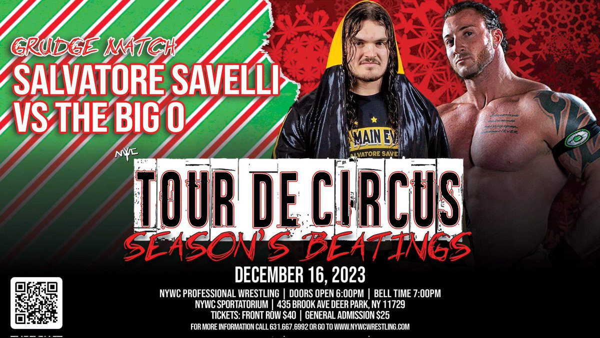 After @SalSavelli cost @uhohitsthebigo the NYWC Championship at Draw the Line, the Big O has been hounding our offices to get a match with Savelli. That match will happen at Tour de Circus! nywcwrestling.com for tickets! #wwe #Smackdown #aew #AEWRampage #nwa #tna #mlw