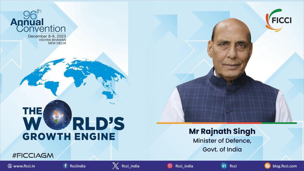 Ministerial Session of the FICCI's 96th Annual General Meeting and Annual Convention will be addressed by the Hon'ble Raksha Mantri, Mr @rajnathsingh. This session will provide key insights into the nation's defence strategies and policies, underscoring its significant role in