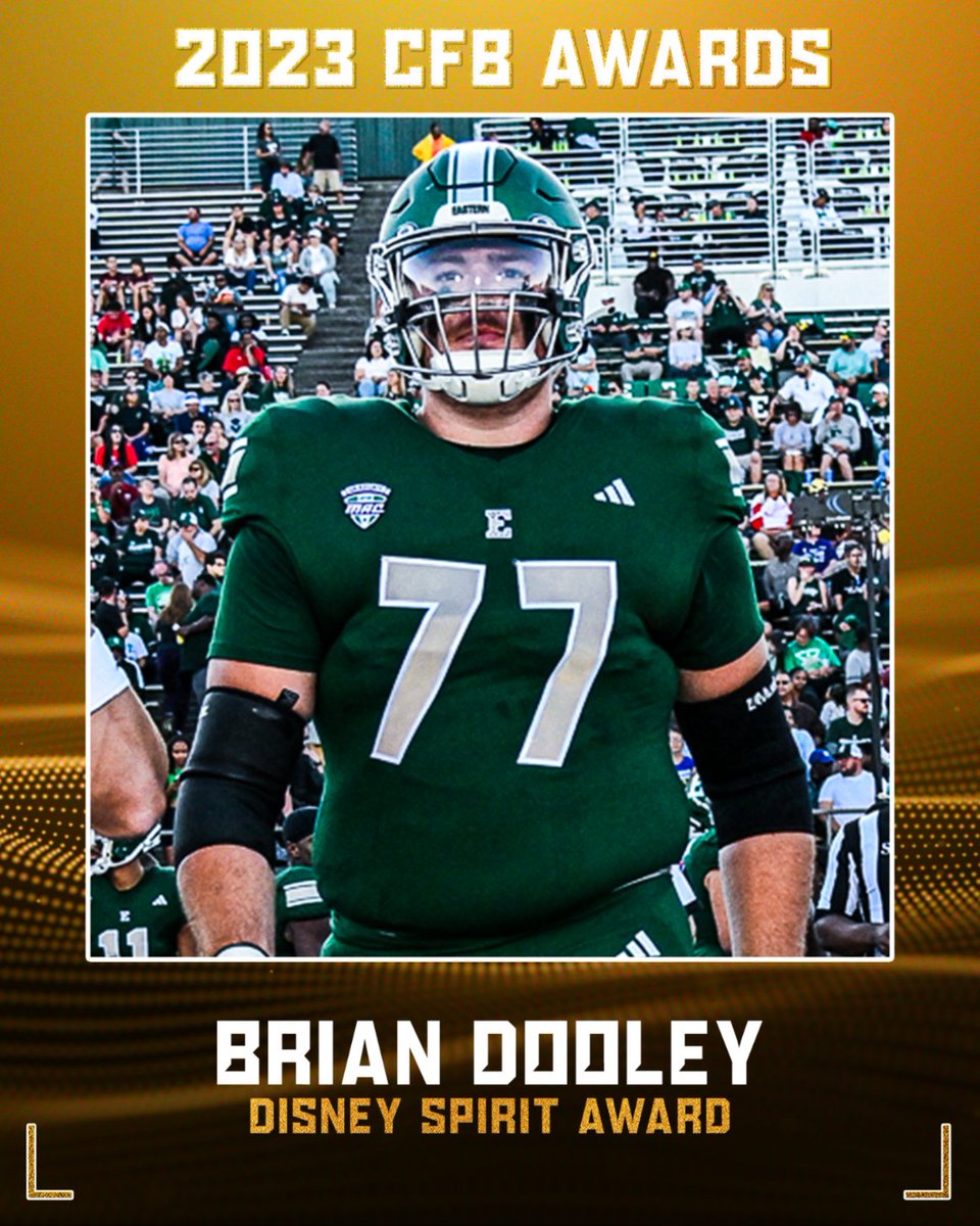 ESPN has revealed the distinguished honorees of the 33rd annual @HomeDepot College Football Awards Disney Spirit Award 🏆 Brian Dooley (@Dooley18Brian), @EMUFB Complete list: bit.ly/41eWpCm