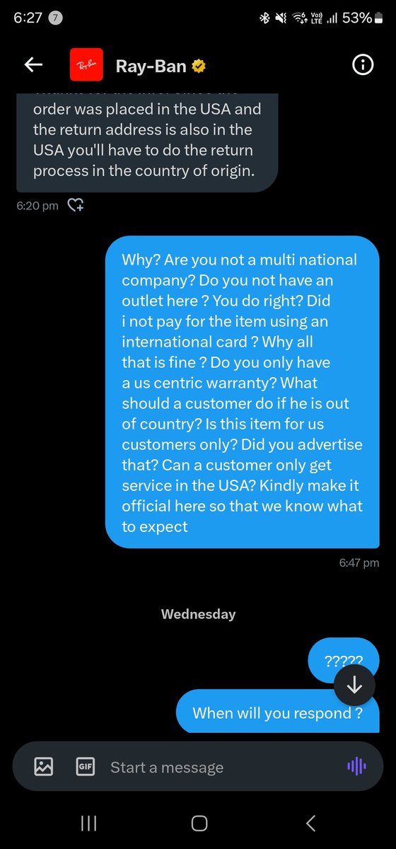 agha__ali's tweet photo. @ray_ban @Meta #CustomerService #CustomerExperience it has been a week and your professional account has vanished without resolving an issue . Is this how your after sales is ? Good product is defined by great after sales customer experience and it is clear the same isn't valued https://t.co/CsKYMlFJVK