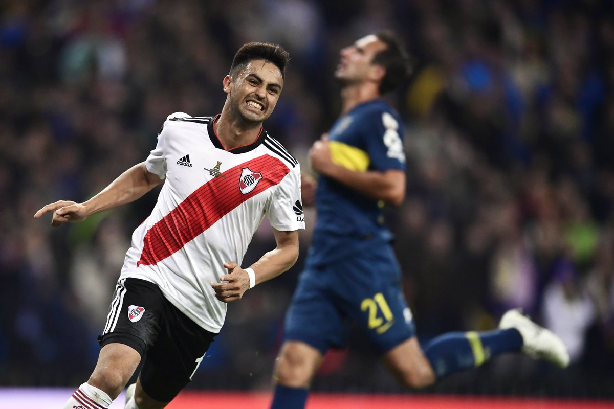 BocaEnLaCopa's tweet photo. #UnDíaComoHoy en 2018 #Boca perdió la final de la #Libertadores contra #River por 3-1 en el Estadio Santiago Bernabéu de Madrid 🇪🇸

El partido terminó 1-1 y River lo ganó en el alargue tras quedar en ventaja númerica con la expulsión de Wilmar Barrios por doble amarilla. https://t.co/JYnRL31i5Q