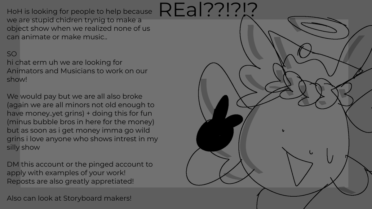 HoHObjectShow's tweet photo. Contact this account or @P3anutBURNER for more infomation/to apply!! Reposts greatly appreciated by the way!

#objectshow #objectshowcommunity #objectshows https://t.co/GBlL9F6CF7