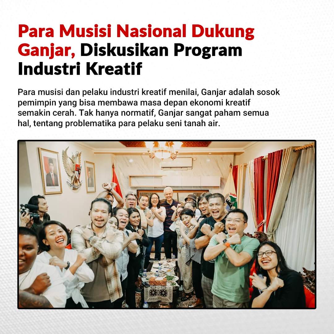 sapi05490638's tweet photo. Ganjar-Mahfud, mendapat banyak dukungan dari kalangan artis, seniman, dan budayawan karena akan memajukan Industri kreatif. https://t.co/fRT85af2nu