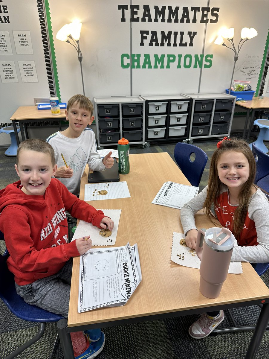 BermanBagian's tweet photo. Happy Friday! Our third graders “mined” for chocolate chips today following a social studies lesson on mining in Michigan. #NoviPride #DFCAREs @DeerfieldNovi https://t.co/PKIcU7Cvtf