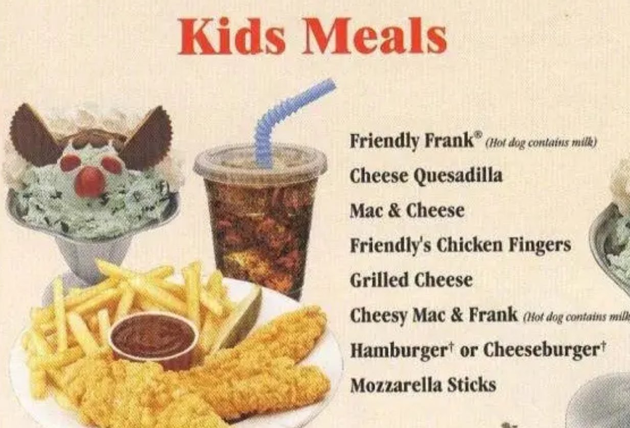 Friendly's menu sale